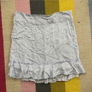 Blue & White Floral Mini Skirt With Ruffle Hem